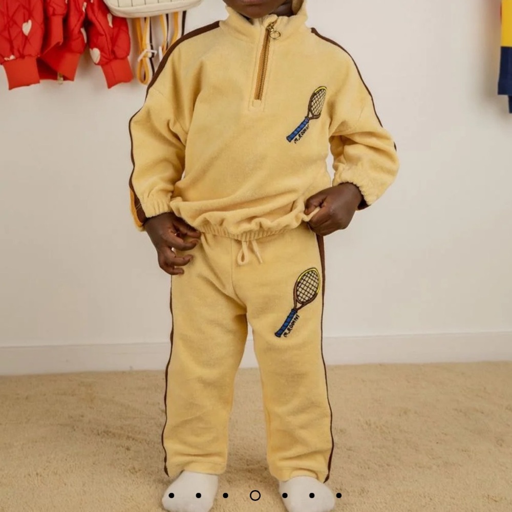 Mini Rodini Tennis Embroidered Half Zip Sweatshirt & Sweatpants Set 1.5-3 YRS